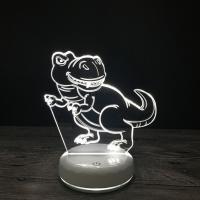 Wholesale Night Led Light Beside 3D Lamp , Acrylic, with ABS Plastic, Dinosaur, with USB interface & with LED light & change color automaticly 