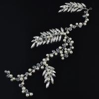 Bridal Hair Band, Iron, with Crystal & Glass Seed Beads & Plastic Pearl, plated, for woman Approx 8.7 Inch 