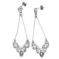 Stainless Steel Drop Earring, for woman & with rhinestone, original color, 73mm 