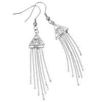 Stainless Steel Drop Earring, Tassel, for woman & with rhinestone, original color, 80mm 44mm 