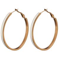 Stainless Steel Hoop Earring, rose gold color plated, for woman & enamel 