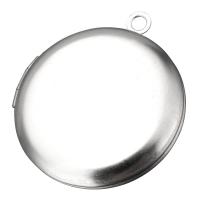 Stainless Steel Locket Pendant, Flat Round, original color Approx 2mm, Inner Approx 21mm 