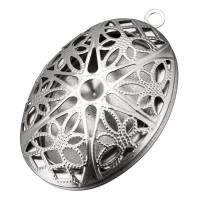 Stainless Steel Locket Pendant Setting, Flat Oval, hollow, original color Approx 3mm, Inner Approx 3 