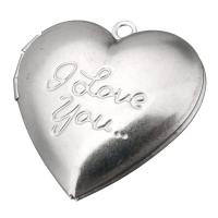 Stainless Steel Locket Pendant, Heart, word I love you, original color Approx 2mm, Inner Approx 