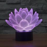 LED Colorful Night Lamp, ABS Plastic, with Acrylic, Lotus, with USB interface & change color automaticly 