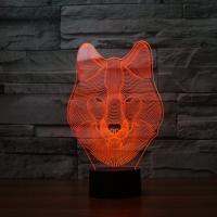 LED Colorful Night Lamp, ABS Plastic, with Acrylic, Wolf, with USB interface & change color automaticly  