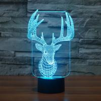 LED Colorful Night Lamp, ABS Plastic, with Acrylic, Deer, with USB interface & change color automaticly  