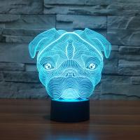 LED Colorful Night Lamp, ABS Plastic, with Acrylic, Dog, with USB interface & change color automaticly 