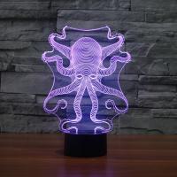 LED Colorful Night Lamp, ABS Plastic, with Acrylic, Octopus, with USB interface & change color automaticly 