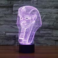 LED Colorful Night Lamp, ABS Plastic, with Acrylic, Egyptian Pharaoh, with USB interface & change color automaticly 
