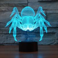 LED Colorful Night Lamp, ABS Plastic, with Acrylic, Spider, with USB interface & change color automaticly 