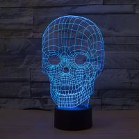 LED Colorful Night Lamp, ABS Plastic, with Acrylic, Skull, with USB interface & change color automaticly  