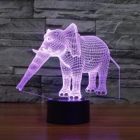 LED Colorful Night Lamp, ABS Plastic, with Acrylic, Elephant, with USB interface & change color automaticly  