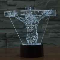 LED Colorful Night Lamp, ABS Plastic, with Acrylic, Crucifix, with USB interface & change color automaticly 