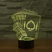 LED Colorful Night Lamp, ABS Plastic, with Acrylic, Poker, with USB interface & change color automaticly 