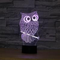LED Colorful Night Lamp, ABS Plastic, with Acrylic, Owl, with USB interface & change color automaticly  