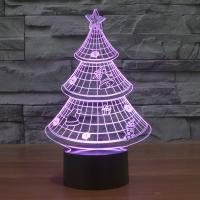 LED Colorful Night Lamp, ABS Plastic, with Acrylic, Christmas Tree, with USB interface & change color automaticly 