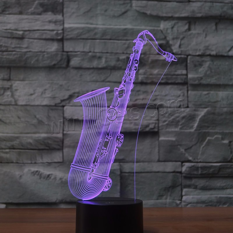 LED Colorful Night Lamp, ABS Plastic, with Acrylic, Musical Instrument, with USB interface & change color automaticly & different styles for choice & different designs for choice, Sold By Set