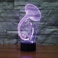 LED Colorful Night Lamp, ABS Plastic, with Acrylic, Musical Instrument, with USB interface & change color automaticly  