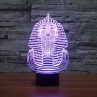 LED Colorful Night Lamp, ABS Plastic, with Acrylic, Egypt King, with USB interface & change color automaticly 