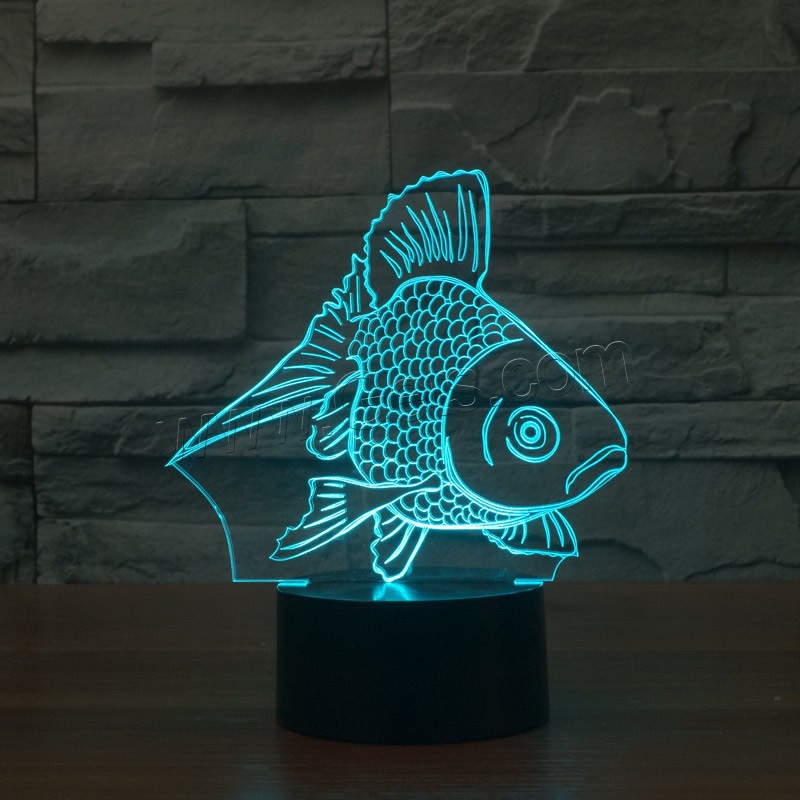 Bunte LED-Nachtlampe, ABS Kunststoff, mit Acryl, Fisch, mit USB-Schnittstelle & automatisch die Farbe wechseln & verschiedene Stile für Wahl & verschiedene Muster für Wahl, verkauft von setzen