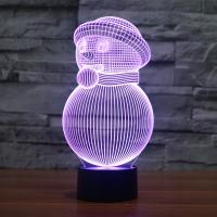 LED Colorful Night Lamp, ABS Plastic, with Acrylic, Snowman, with USB interface & change color automaticly 