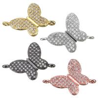 Cubic Zirconia Micro Pave Brass Connector, Butterfly, plated, micro pave cubic zirconia & 1/1 loop Approx 1mm 