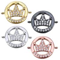 Cubic Zirconia Micro Pave Brass Connector, Crown, plated, micro pave cubic zirconia & 1/1 loop Approx 0.8mm 