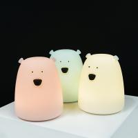 LED Colorful Night Lamp, Silicone, with Plastic, Bear, with USB interface & with LED light & change color automaticly 