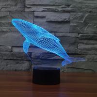 LED Colorful Night Lamp, ABS Plastic, with Acrylic, Whale, with USB interface & change color automaticly 