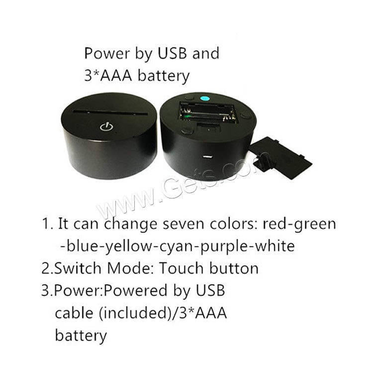 Bunte LED-Nachtlampe, ABS Kunststoff, Rose, mit USB-Schnittstelle & automatisch die Farbe wechseln & verschiedene Stile für Wahl & verschiedene Muster für Wahl, verkauft von setzen