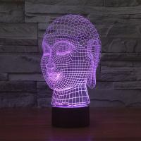 LED Colorful Night Lamp, ABS Plastic, with Acrylic, Buddha, with USB interface & change color automaticly 