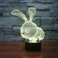 LED Colorful Night Lamp, ABS Plastic, with Acrylic, Rabbit, with USB interface & change color automaticly 