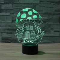 LED Colorful Night Lamp, ABS Plastic, with Acrylic, mushroom, with USB interface & change color automaticly 