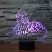 LED Colorful Night Lamp, ABS Plastic, with Acrylic, Tiger, with USB interface & change color automaticly 