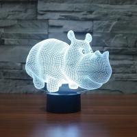 LED Colorful Night Lamp, ABS Plastic, Rhinoceros, with USB interface & change color automaticly  