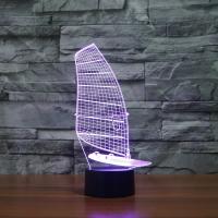 LED Colorful Night Lamp, ABS Plastic, with Acrylic, Sail Boat, with USB interface & change color automaticly 