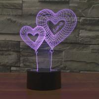 LED Colorful Night Lamp, ABS Plastic, with Acrylic, Heart, with USB interface & change color automaticly 
