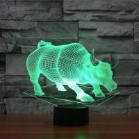 LED Colorful Night Lamp, ABS Plastic, Bull, with USB interface & change color automaticly  