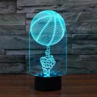 LED Colorful Night Lamp, ABS Plastic, with Acrylic, Basketball, with USB interface & change color automaticly 