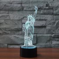 LED Colorful Night Lamp, ABS Plastic, with Acrylic, Lady Liberty, with USB interface & change color automaticly 
