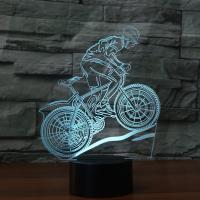 LED Colorful Night Lamp, ABS Plastic, with Acrylic, Cyclist, with USB interface & change color automaticly 