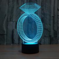 LED Colorful Night Lamp, ABS Plastic, with Acrylic, ring shape, with USB interface & change color automaticly 
