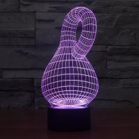 LED Colorful Night Lamp, ABS Plastic, with Acrylic, Calabash, with USB interface & change color automaticly 