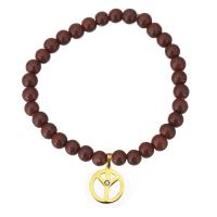 Goldstone Bracelet, with Stainless Steel, Peace Logo, gold color plated, charm bracelet & for woman & with rhinestone 7mm Approx 7 Inch 