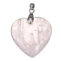 Stainless Steel Pendant, with Rose Quartz, Heart, original color Approx 4mm 