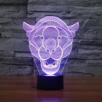 LED Colorful Night Lamp, ABS Plastic, with Acrylic, Lion, with USB interface & change color automaticly 