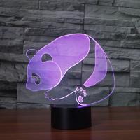 LED Colorful Night Lamp, ABS Plastic, with Acrylic, Panda, with USB interface & change color automaticly 