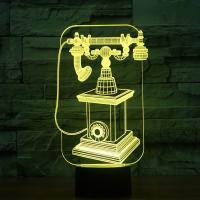 LED Colorful Night Lamp, ABS Plastic, with Acrylic, Telephone, with USB interface & change color automaticly 