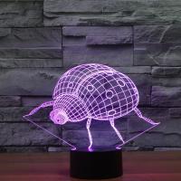 LED Colorful Night Lamp, ABS Plastic, with Acrylic, Ladybug, with USB interface & change color automaticly 